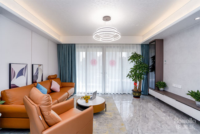 143㎡四居,愛(ài)馬仕橙與現(xiàn)代簡(jiǎn)約的碰撞,高雅大氣又舒適